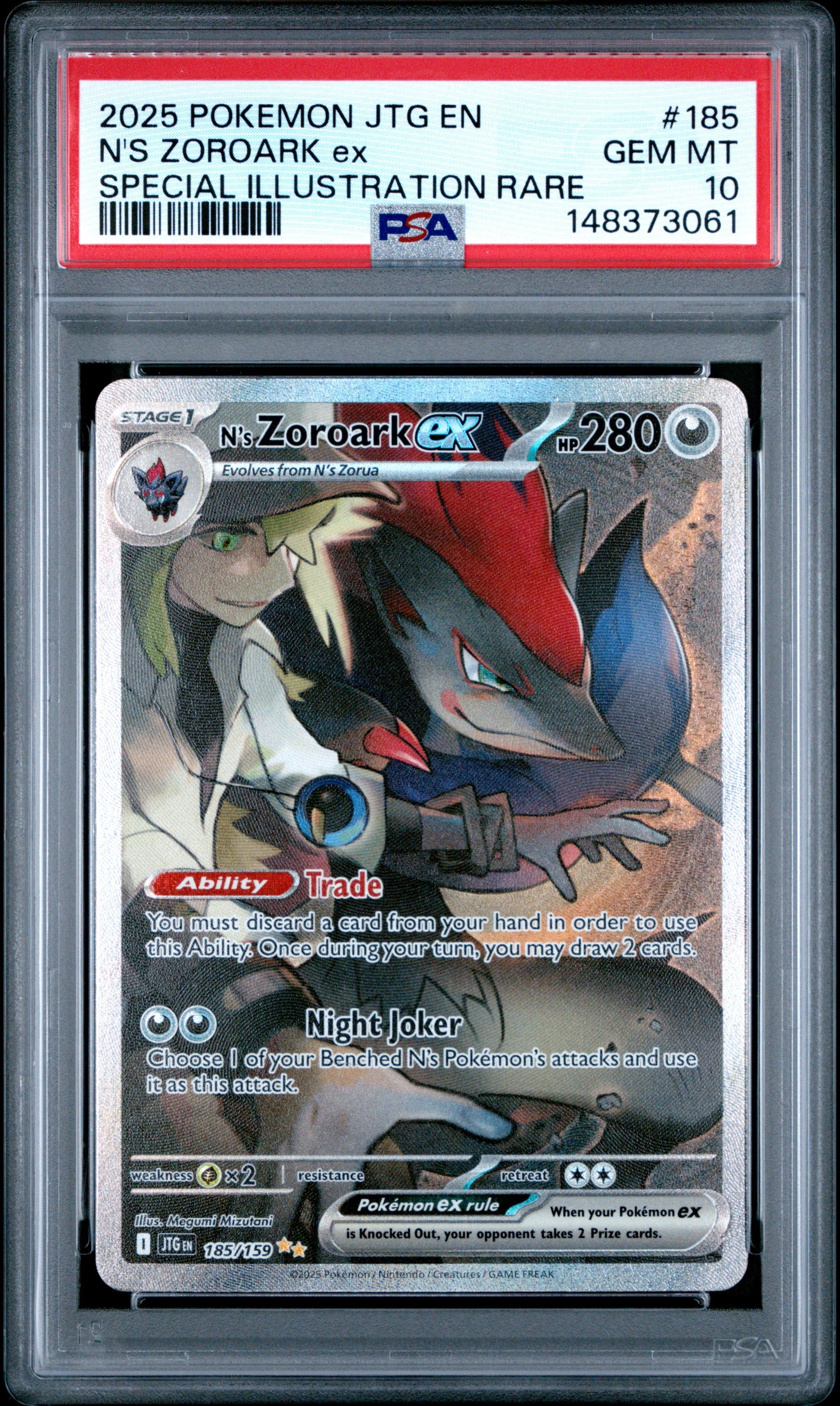 2025 Pokemon Journey T Special Illustration Rare N'S Zoroark Ex 10 PSA #185