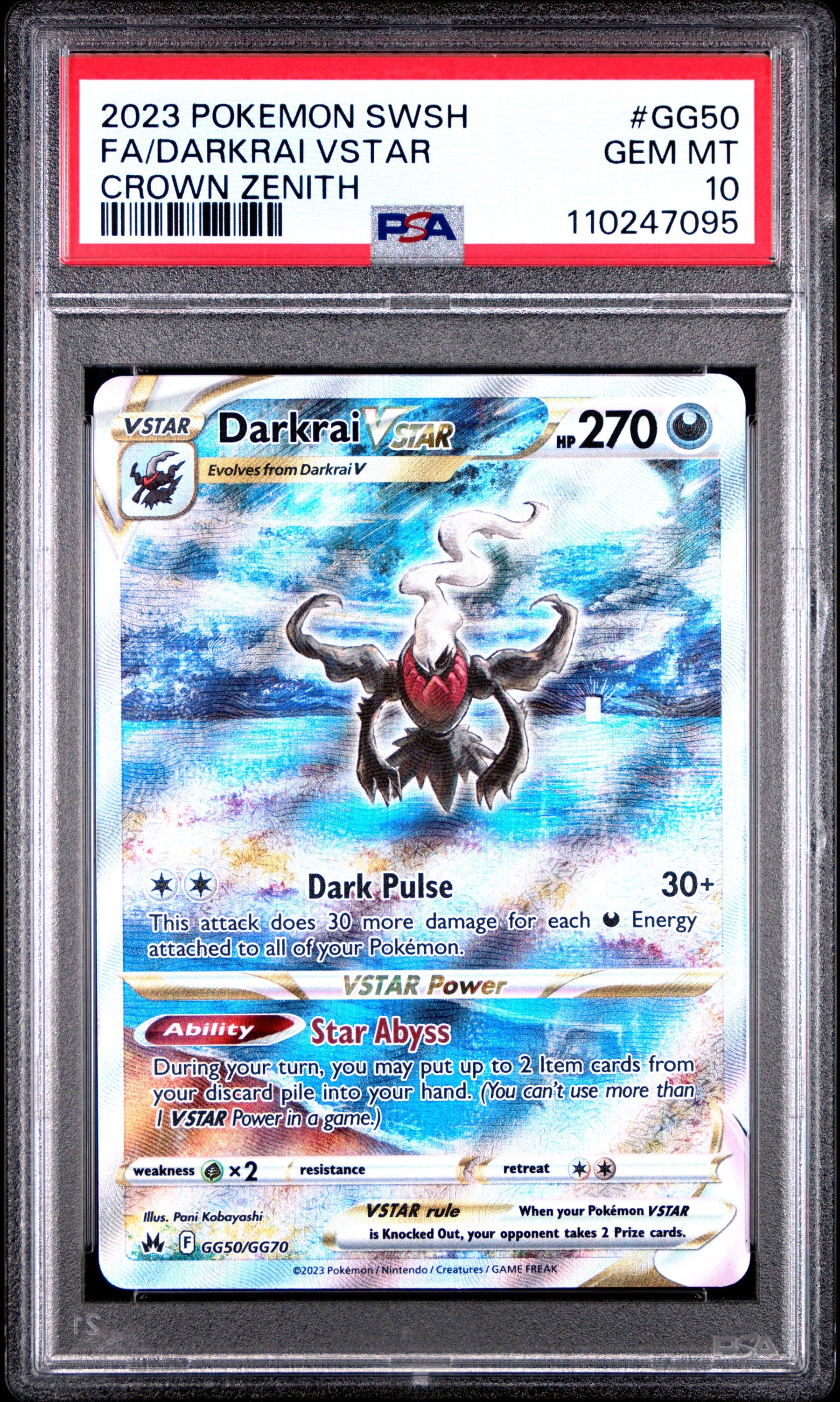 2023 Pokemon Sword And Shield Crown Zenith Fa/Darkrai Vstar 10 PSA #GG50
