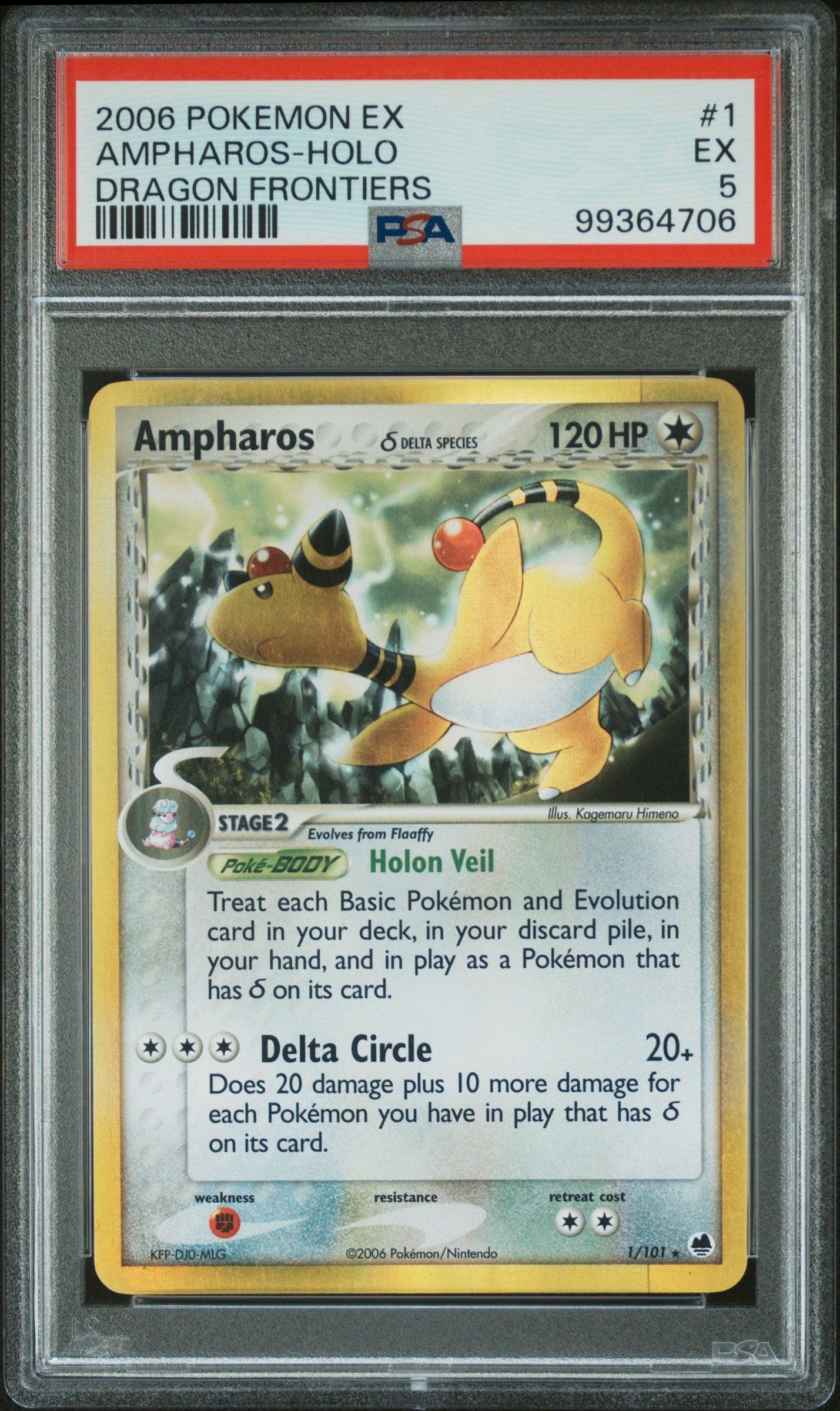 2006 Pokemon Ex Dragon Frontiers Dragon Frontiers Ampharos-Holo 5 PSA #1
