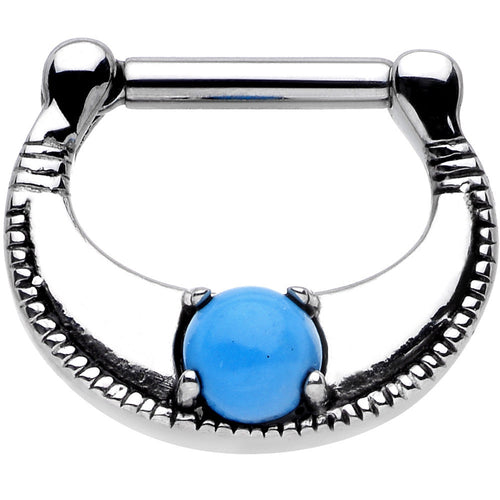 14G Surgical Steel Semi-precious Turquoise Septum Clicker