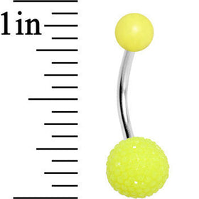 Yellow Acrylic Textured Ball Belly Ring