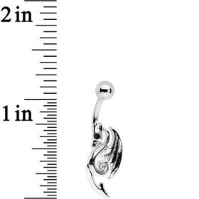 Clear and Black Gem Dragon Belly Ring