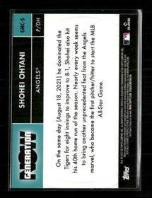 2022 Topps Chrome Update Generation Now Chrome Shohei Ohtani #GNC-5