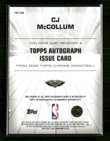 Topps 2025 Chrome Orange /15 CJ McCollum Auto #TAI-CJM
