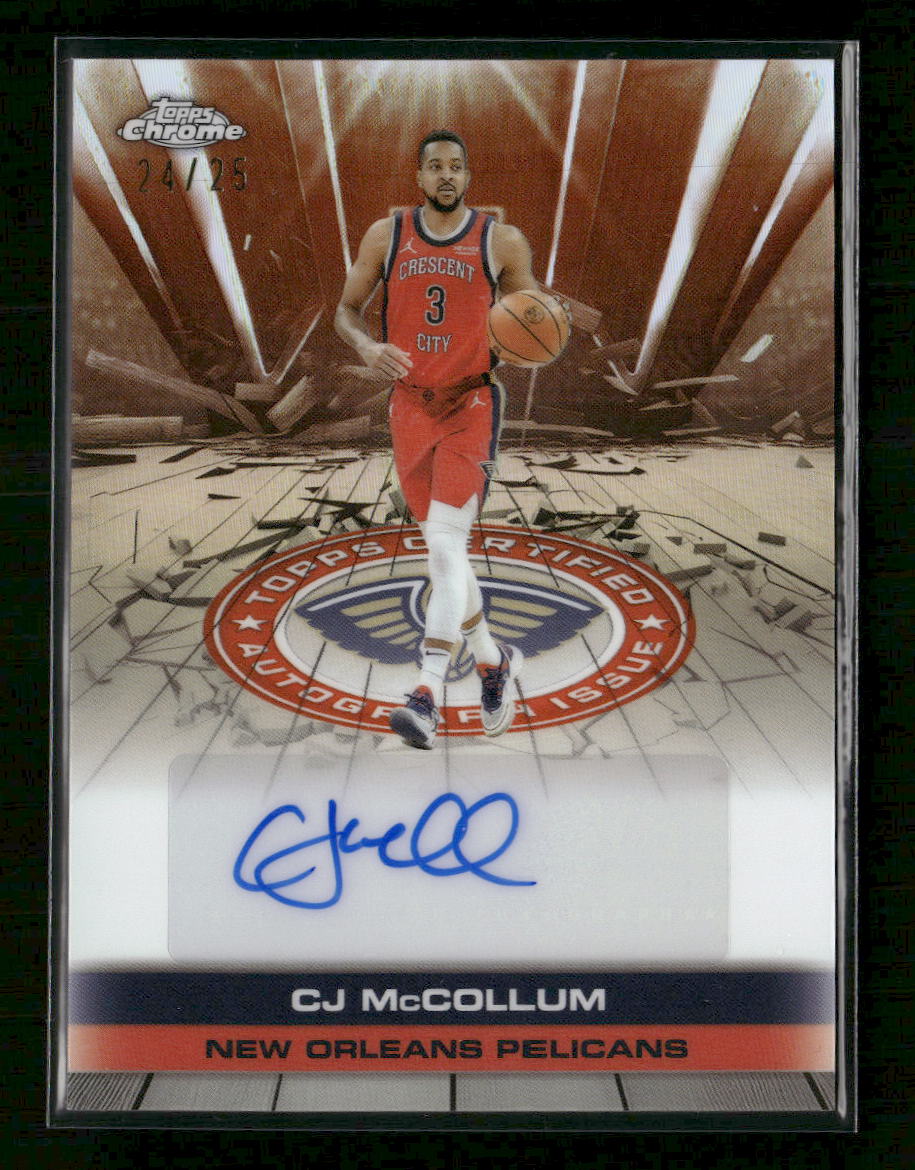Topps 2025 Chrome Orange /15 CJ McCollum Auto #TAI-CJM