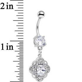 Clear Cubic Zirconia Yorkshire Lace Dangle Belly Ring