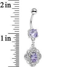 Purple CZ Yorkshire Lace Dangle Belly Ring