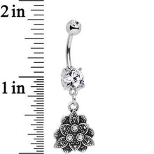 Double Clear Gem Incan Flower Dangle Belly Ring