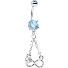 Suspended in Infinity Aqua Gem Dangle Belly Ring