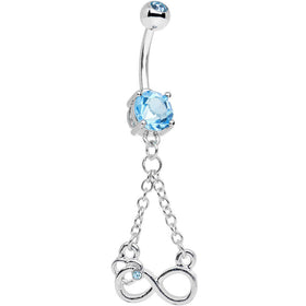 Suspended in Infinity Aqua Gem Dangle Belly Ring