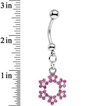 Pink and Aurora Decorated Snowflake Dangle Belly Ring