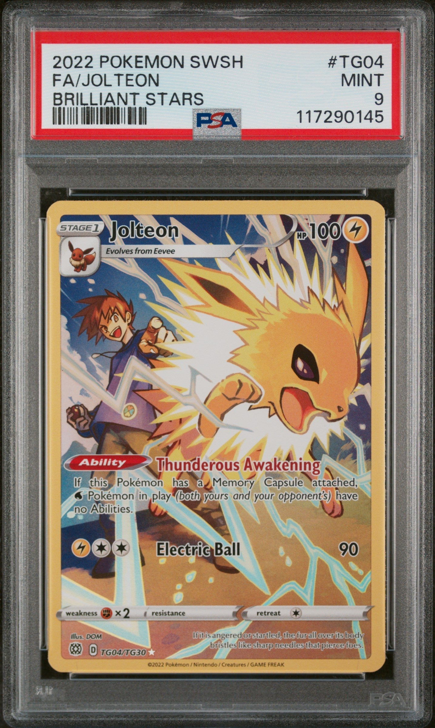 2022 Pokemon Sword & Shield Brilliant Stars Fa/Jolteon 9 PSA #TG04
