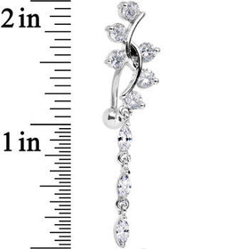 Clear Gem Swirl Teardrop Top Mount Dangle Belly Ring