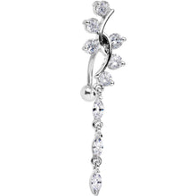 Clear Gem Swirl Teardrop Top Mount Dangle Belly Ring