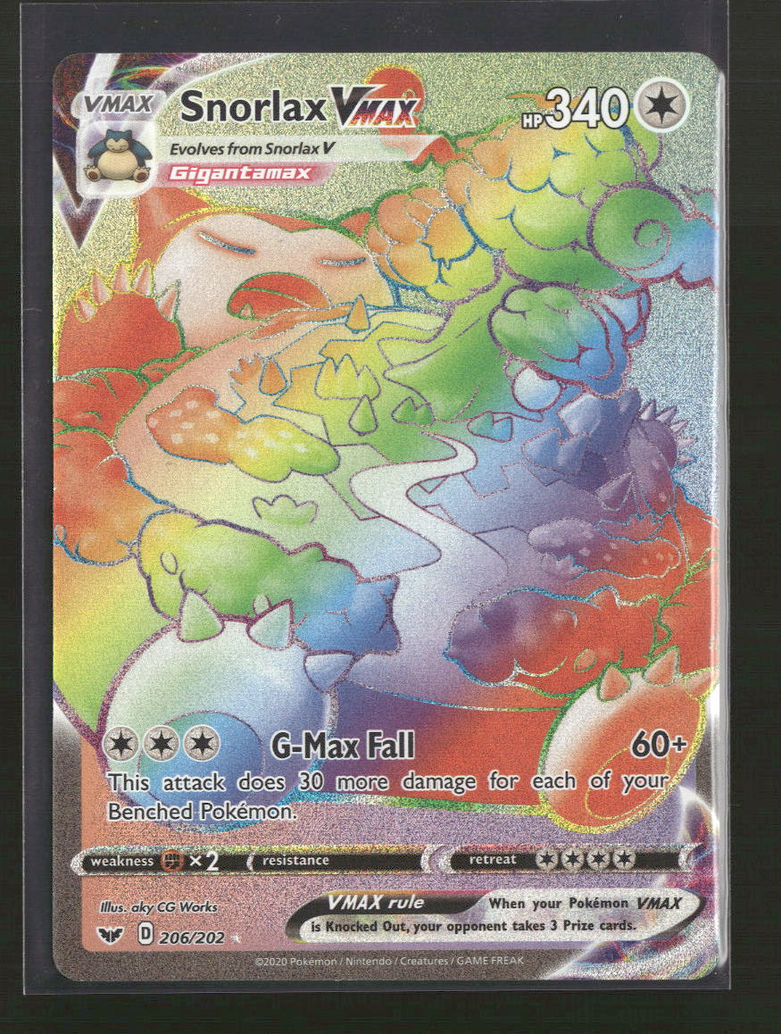 SWSH01: Sword & Shield Base Set Snorlax VMAX (Secret) #206/202