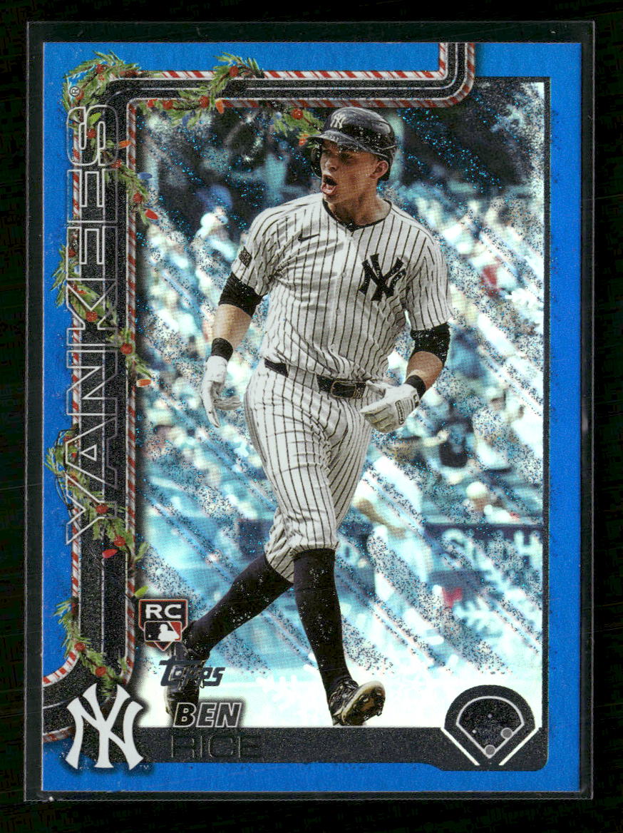 2025 Topps Holiday Blue Metallic Glitter Holiday Ben Rice Rookie #H8