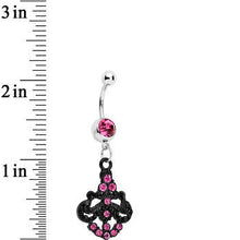 Pink Czech Stone Black Baroque Empress Dangle Belly Ring