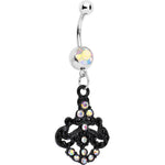 Aurora Czech Stone Black Baroque Empress Dangle Belly Ring