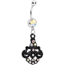 Aurora Czech Stone Black Baroque Empress Dangle Belly Ring