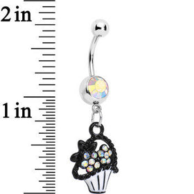 Aurora Czech Stone Basket of Flowers Dangle Belly Ring