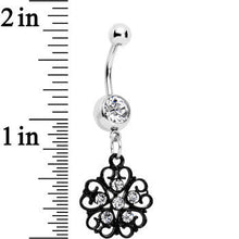 Clear Czech Stone Black Quinate Romance Dangle Belly Ring