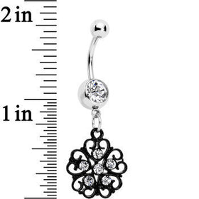 Clear Czech Stone Black Quinate Romance Dangle Belly Ring