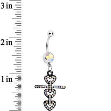 Aurora Czech Stone Black Snowman of Love Dangle Belly Ring