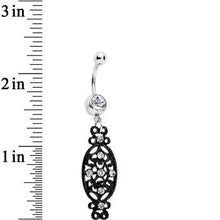 Clear Czech Stone Black Victorian Design Dangle Belly Ring