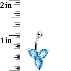Aqua Czech Stone Crystalline Trio Belly Ring