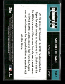 2022 Topps Chrome Update Generation Now Chrome Shohei Ohtani #GNC-5