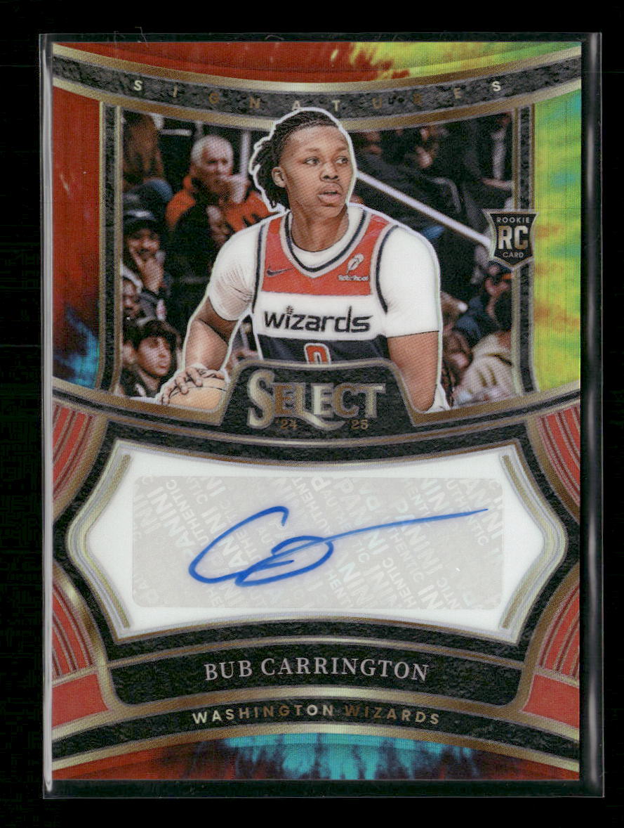2024-25 Panini Select Rookie Auto Tie-Dye Prizms Bub Carrington #/25 #RS-BUB