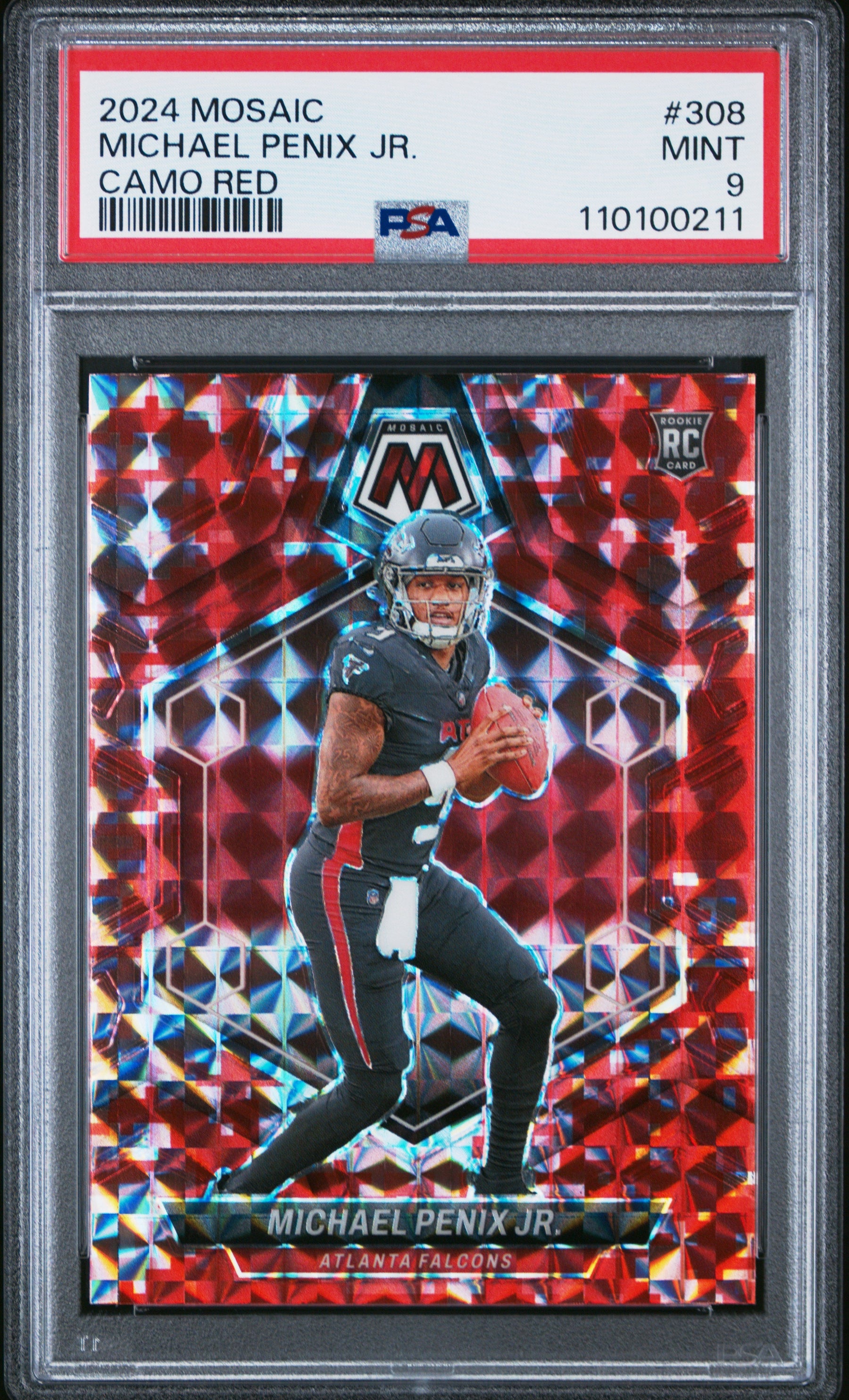 2024 Panini Mosaic Camo Red Michael Penix Jr. 9 PSA #308