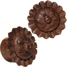 3/4 Organic Sabo Wood Bumble Bee Saddle Plug Set