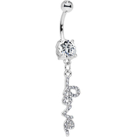 Clear Gem Studded Love Cursive Text Dangle Belly Ring