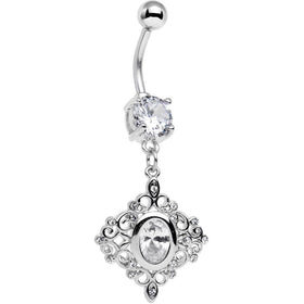 Clear CZ Gem Elegant Beauty Diamond Dangle Belly Ring