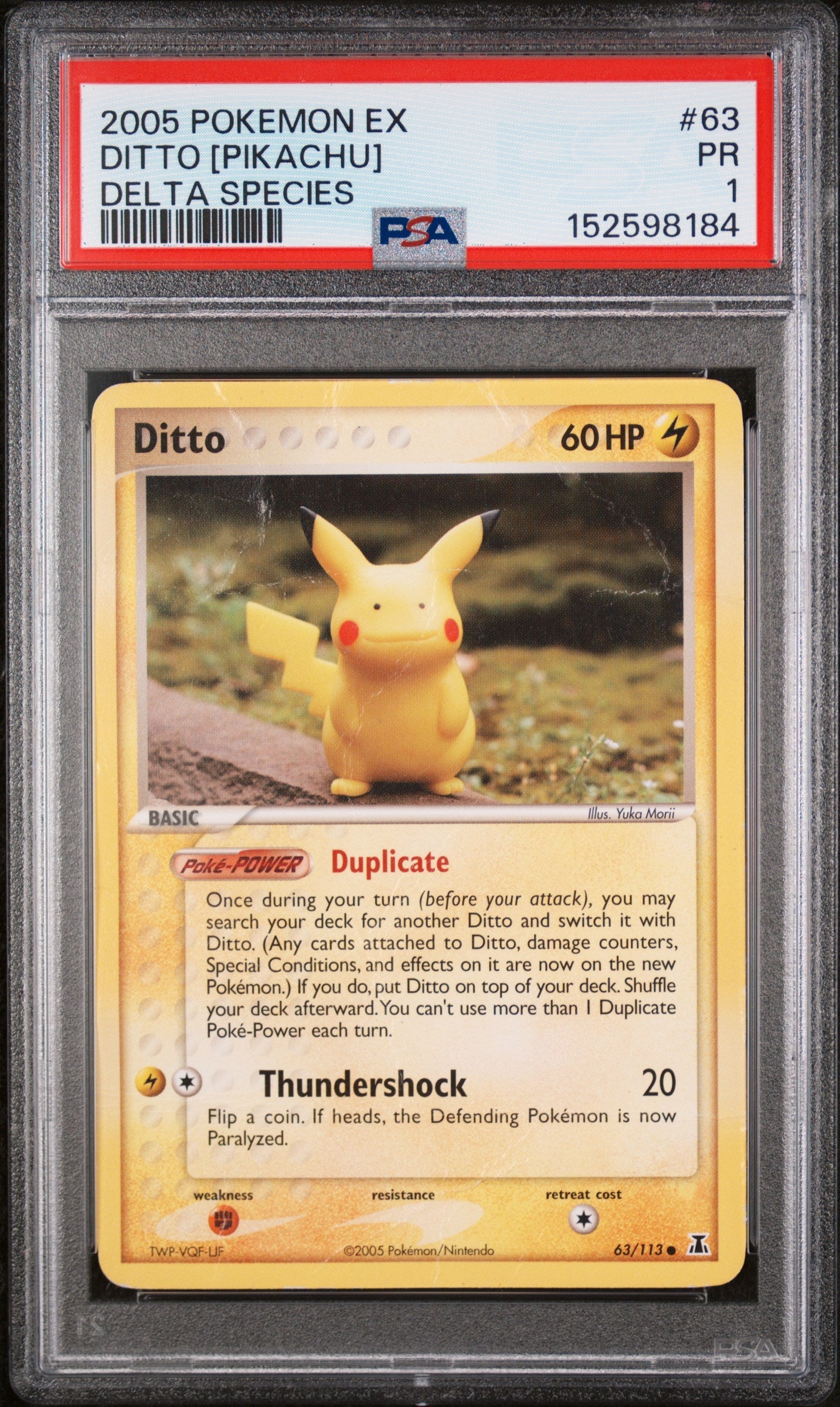 2005 Pokemon Ex Delta Species Delta Species Ditto [Pikachu] 1 PSA #63