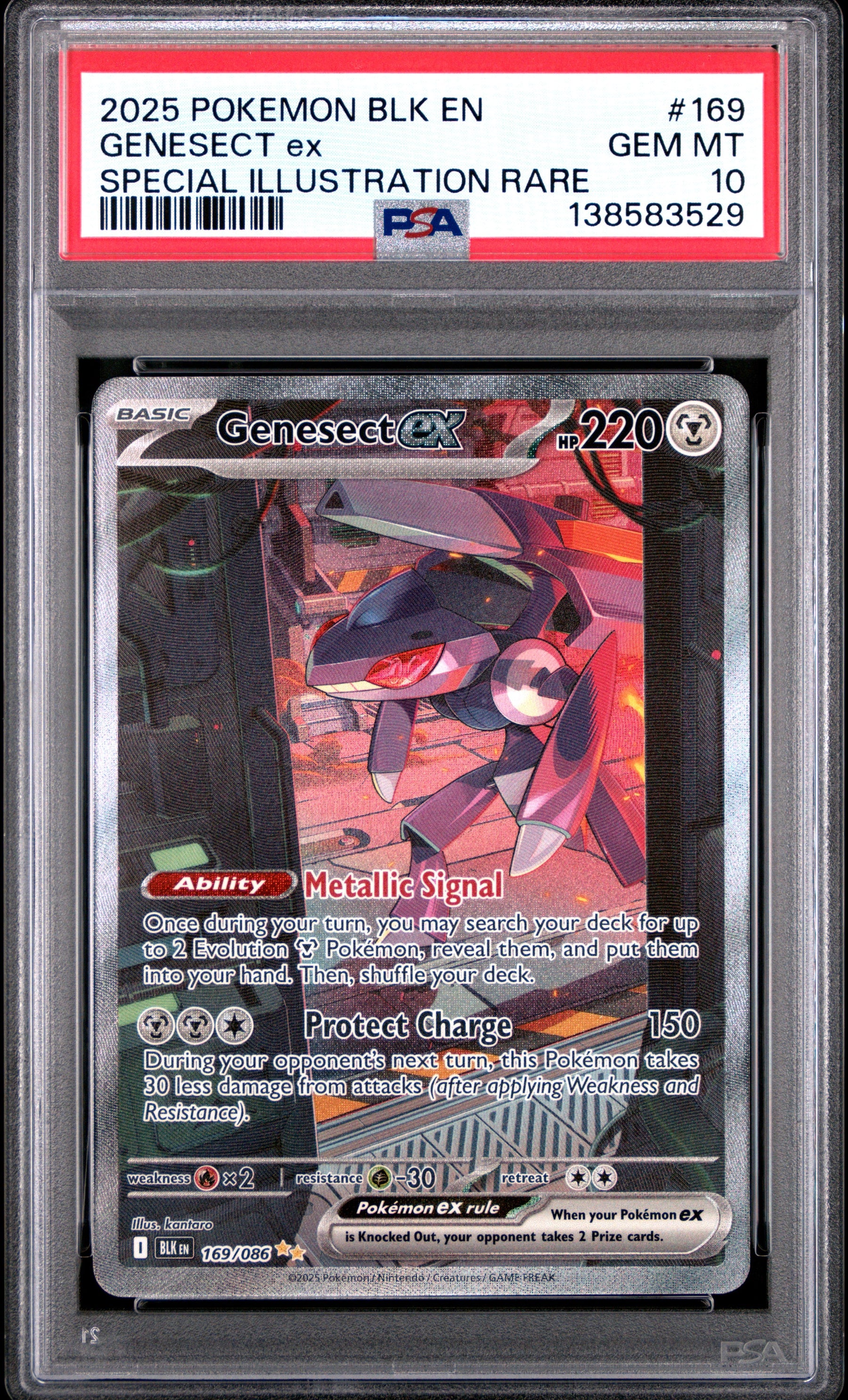 2025 Pokemon Blk En-Black Bolt Special Illustration Rare Genesect Ex 10 PSA #169