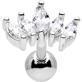 16G 1/4 Stainless Steel Clear CZ Cartilage Earring
