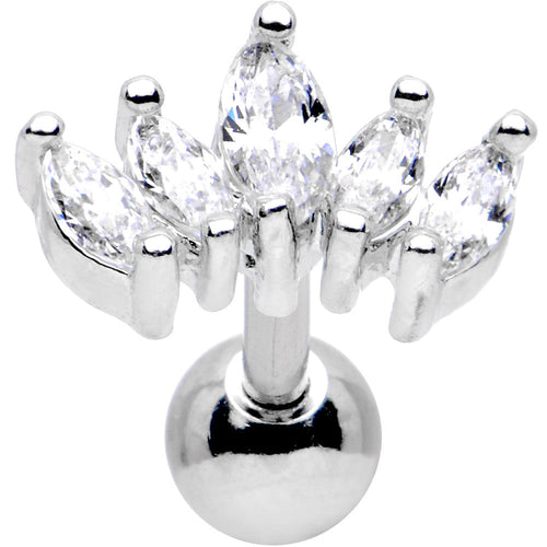 16G 1/4 Stainless Steel Clear CZ Cartilage Earring