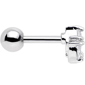 16G 1/4 Stainless Steel Clear CZ Cartilage Earring