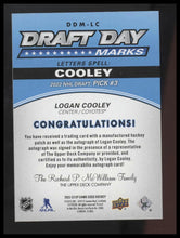 Logan Cooley 2023-24 SP Game Used #DDM-LC Draft Day Marks #/35