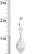 Clear Gem Teardrop Bottom Mount Lattice Willow Leaf Dangle Belly Ring
