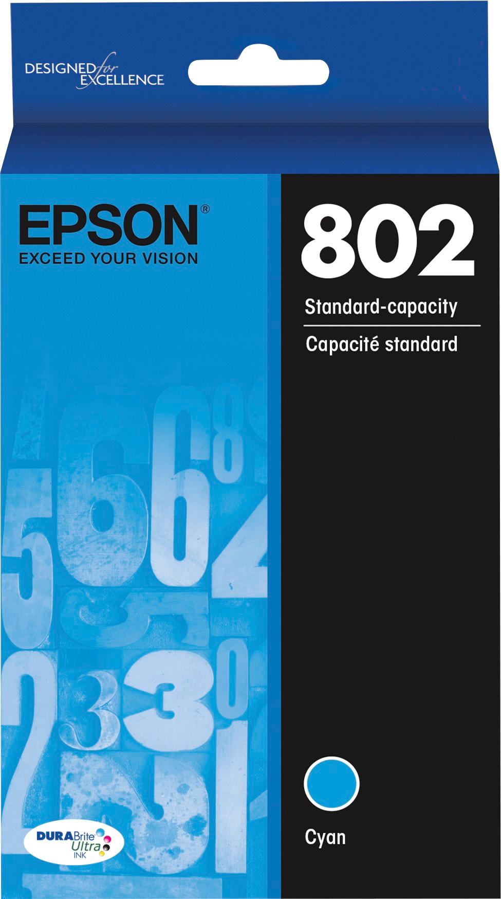 New, Pre-Owned - Epson 802 Cyan Standard Yield Ink Cartridge