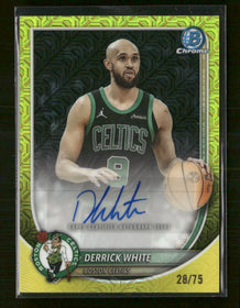 2025-26 Bowman Chrome Auto Yellow Mojo #/75 Derrick White Auto #BCA-DI