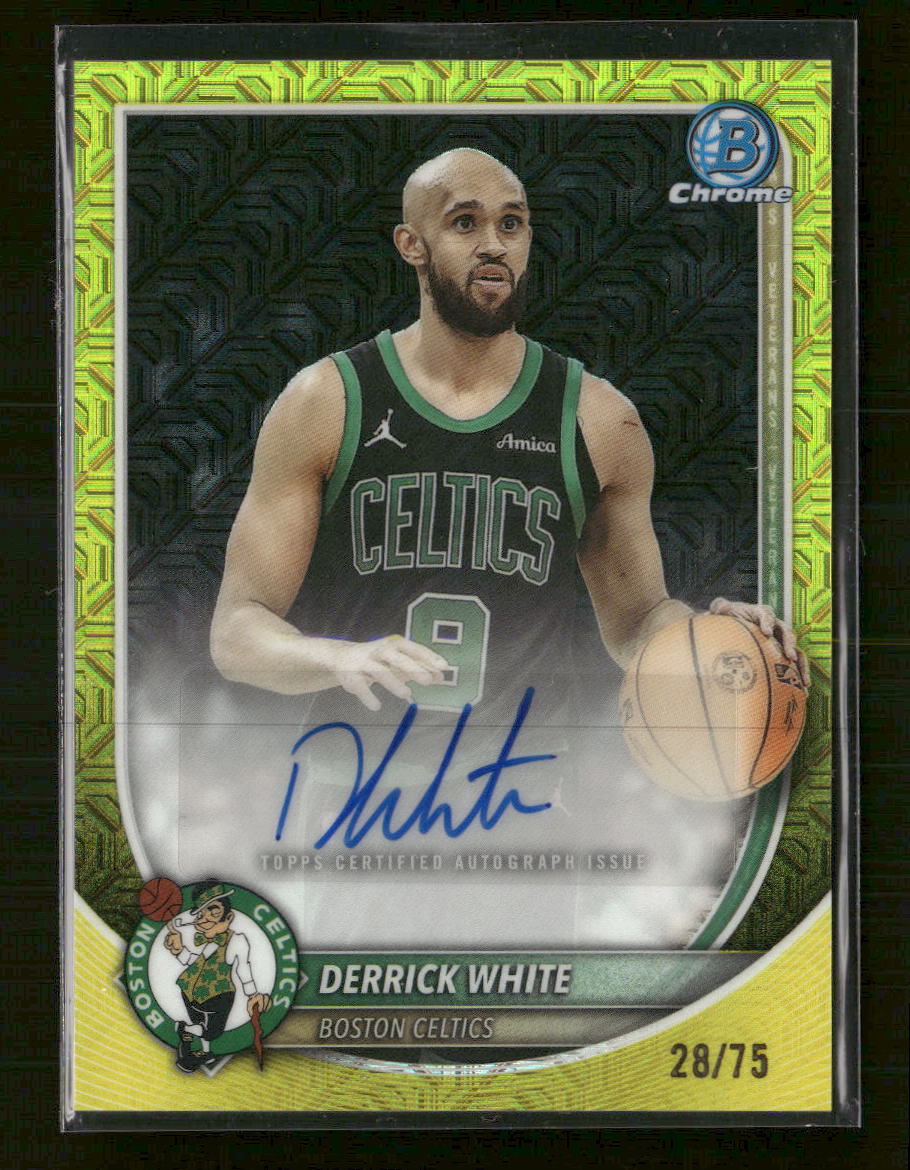 2025-26 Bowman Chrome Auto Yellow Mojo #/75 Derrick White Auto #BCA-DI