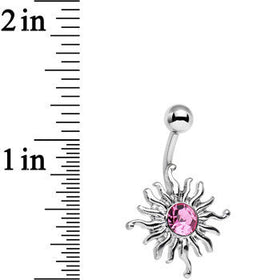 Pink Gem Tribal Shining Sun Belly Ring