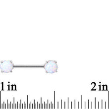14G 9/16 Stainless Steel White Synthetic Opal Nipple Barbell Set