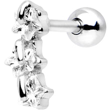 16G 1/4 Stainless Steel Clear CZ Star Right Cartilage Earring