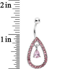 Pink Gem Glamour Drop Teardrop Dangle Bottom Mount Belly Ring