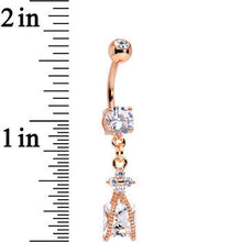 14k Rose Gold Plated Clear CZ Capture Me Dangle Belly Ring